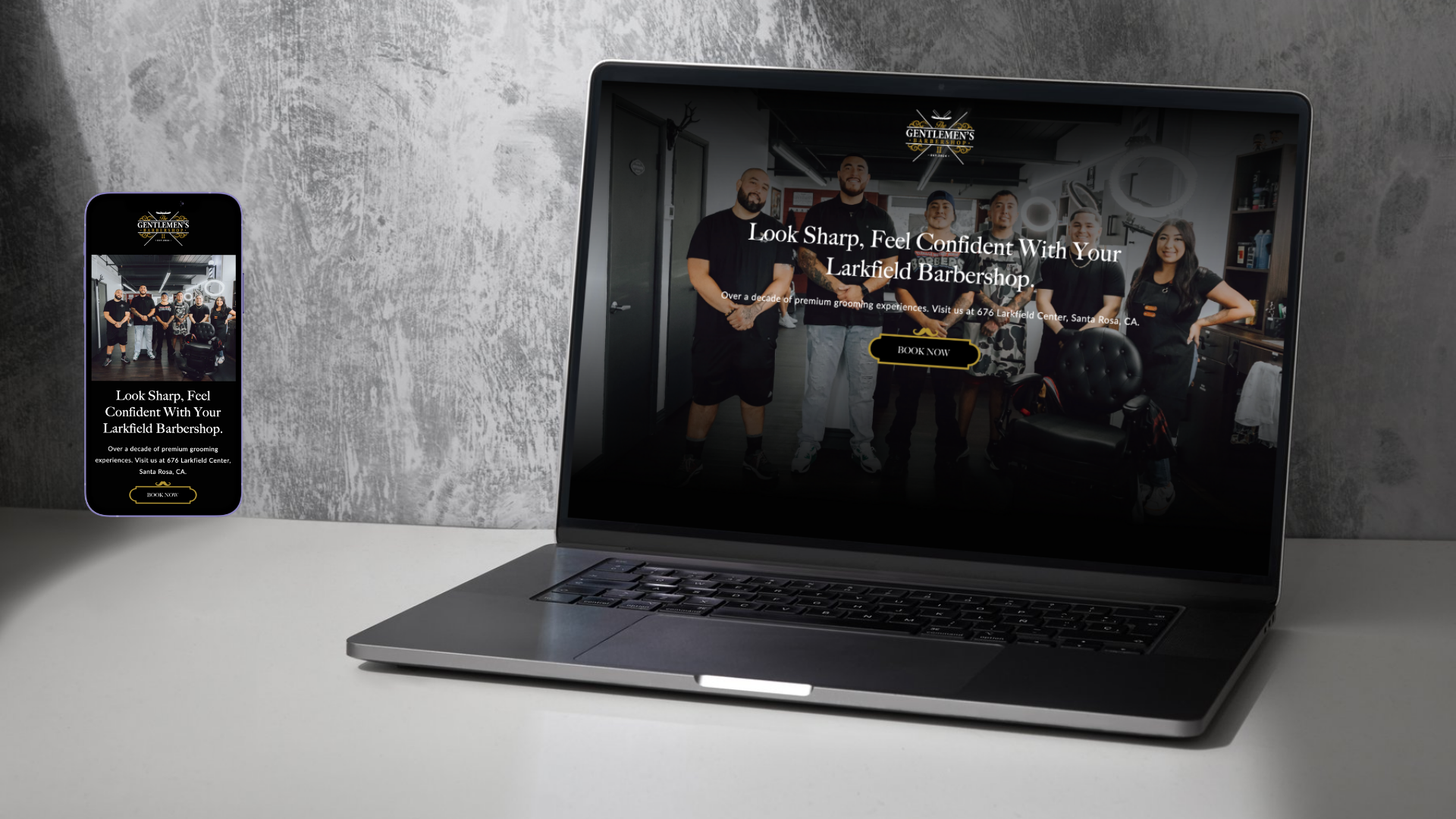 computer and phone mockup of website project - Prepory