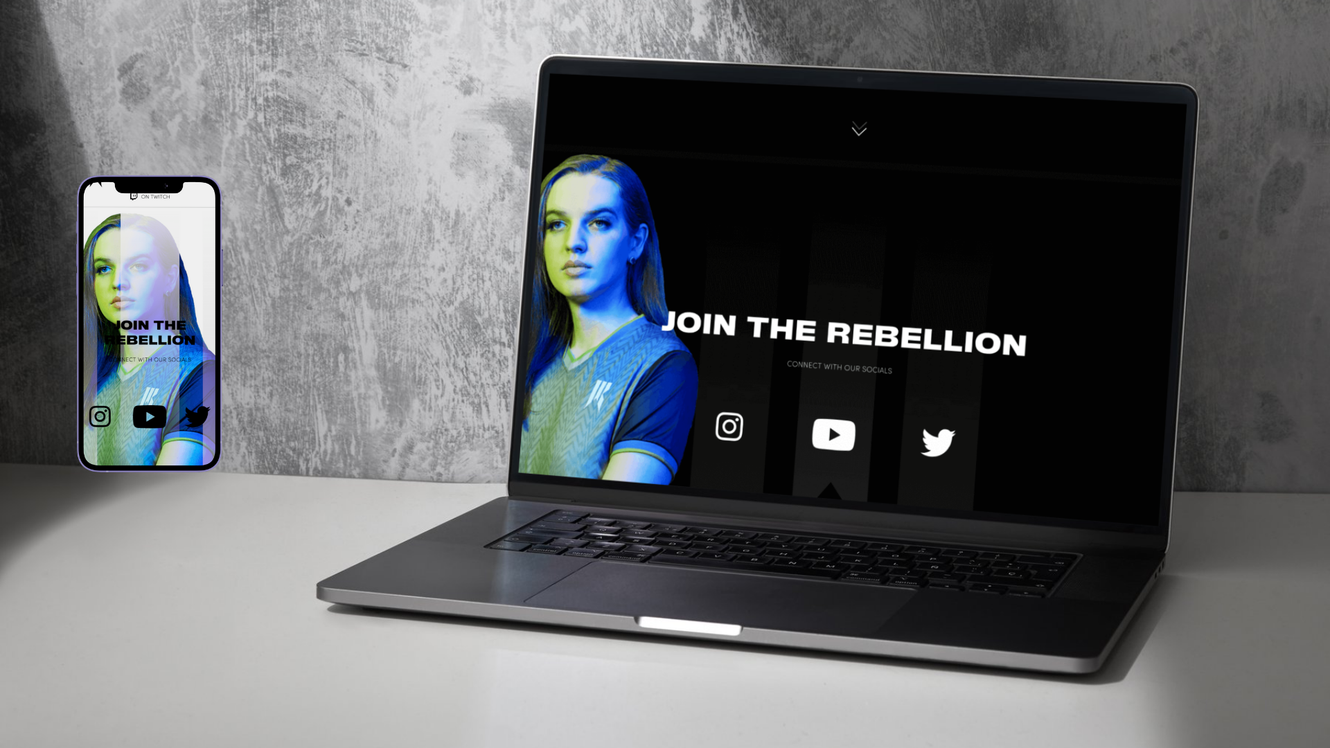computer and phone mockup of website project - Shopify Rebellion